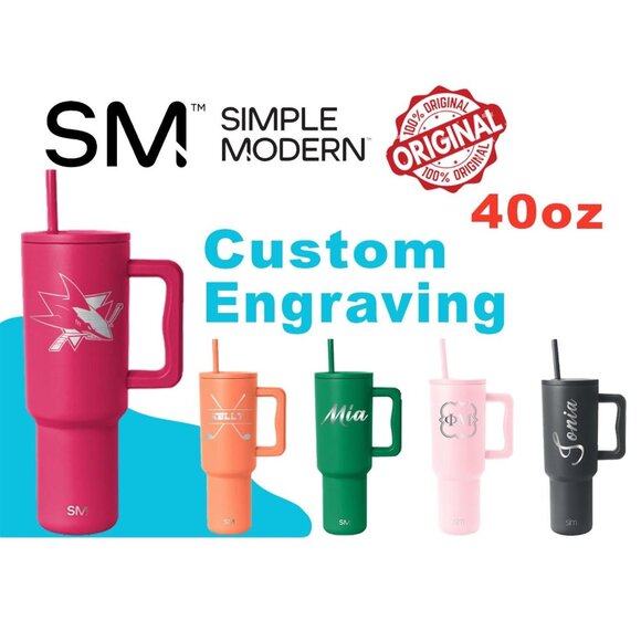 Personalized 40oz Simple Modern Tumbler: Laser Engraved Stainless Steel Travel - Picture 1 of 7